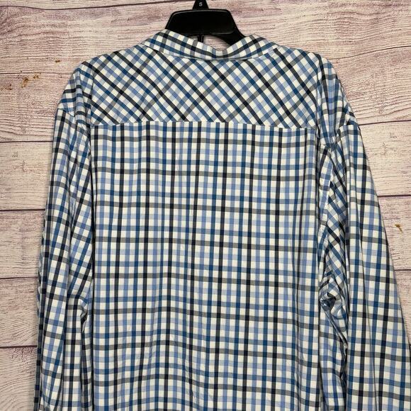 Untuck It Long Sleeve Blue Plaid Gingham Button Down Shirt Size XXXLC - Picture 8 of 11